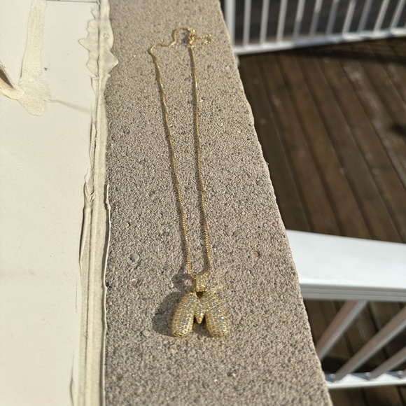 Bubble Initial Necklace “M” - Picture 4 of 5